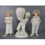 An unusual pair of circa 1883 Worcester porcelain (Kate Greenaway) novelty sugar sifters modelled by