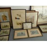 A good selection of hunting and sporting prints and one watercolour. Framed and glazed and to