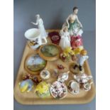 A selection of decorative and ornamental ceramics to include five figures from Royal Doulton's '