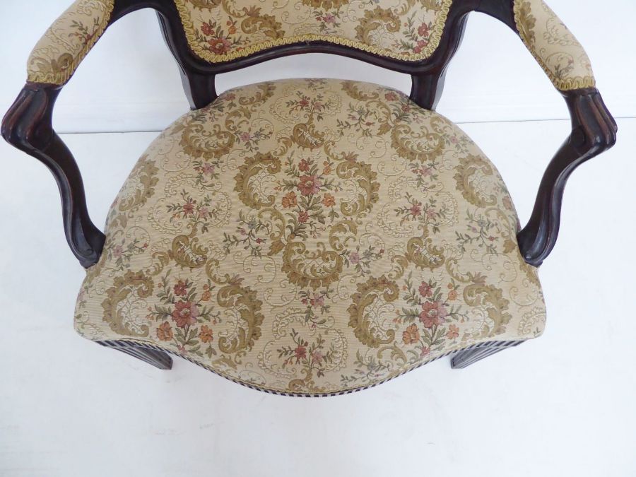 A late 18th century mahogany and upholstered open armchair in the style of John Linnell; the arms - Image 6 of 9