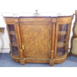 A very fine mid-19th century English figured credenza: walnut, marquetry and gilt-metal-mounted; the