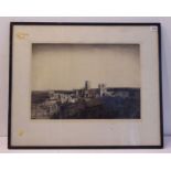 After ANDREW AFFLECK, Prospect of Durham, signed etching (printed image 13½ x 19¼ ins, 34cm x 49cm),