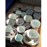 Various tea wares, mostly late 18th/early 19th century including New Hall tea bowls painted with