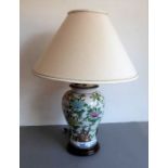 Ex. Jordans Interiors (Vancouver, Canada), a fine porcelain lamp and shade; baluster-shaped and in