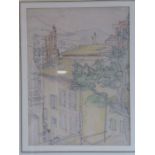 *STEVEN SPURRIER RA (1878-1961), view in the South of France, pencil and pastel, signed and