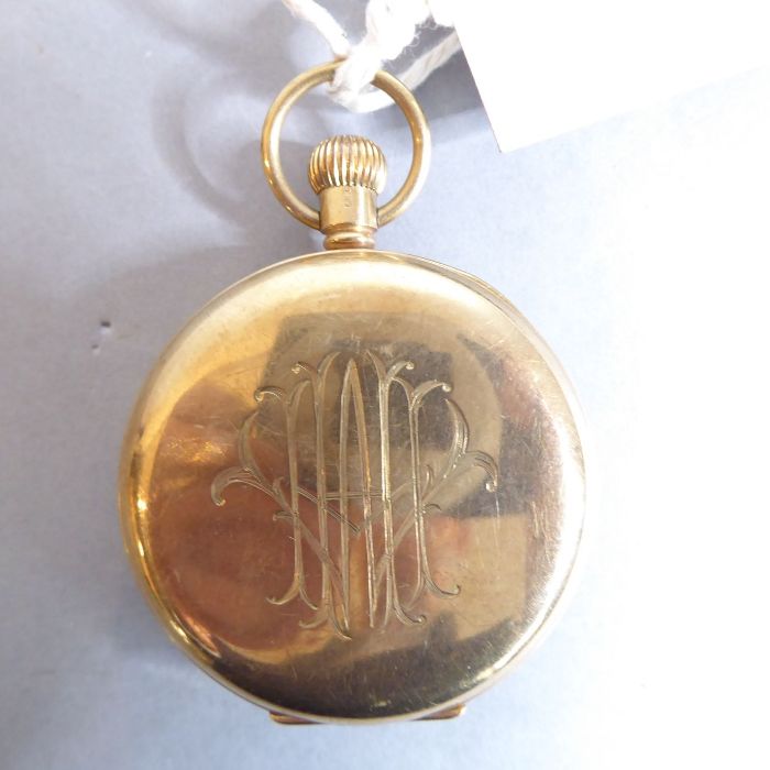 A gentleman's 9-carat yellow-gold-cased half-hunter keyless pocket watch. The outer case with enamel - Image 3 of 10