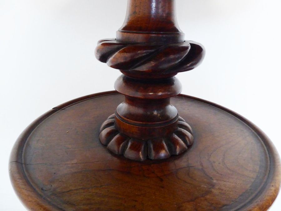 A late 18th / early 19th century circular oak-topped drinking-table; the slightly dished top above a - Image 5 of 6