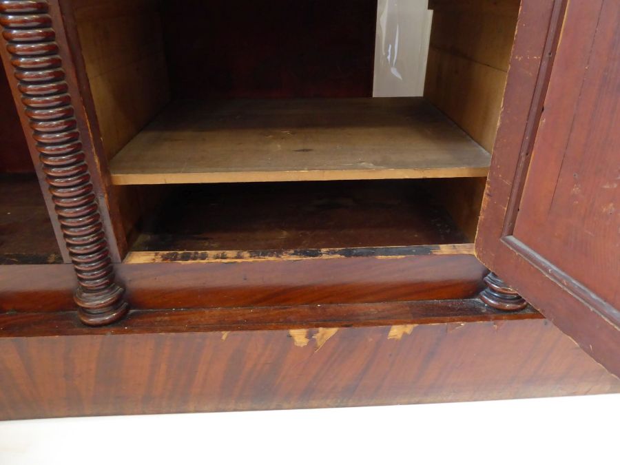 A late Regency period mahogany chiffonier; the three-quarter galleried top above three figured - Image 7 of 10