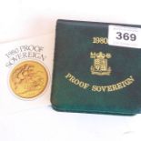 A 1980 proof sovereign in a Royal Mint presentation case, together with paperwork