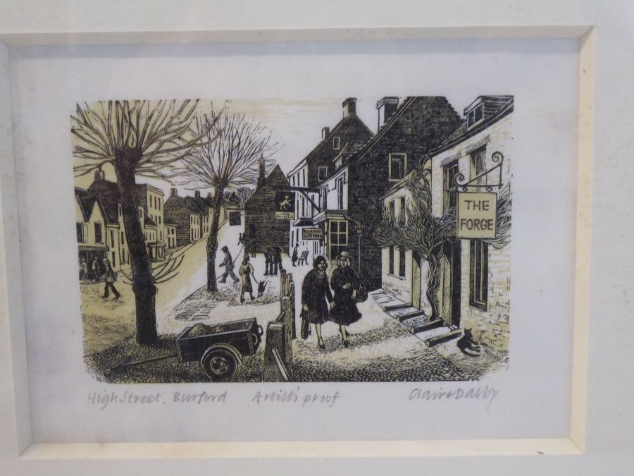 *A varied selection of framed and glazed etchings etc. to include 'An Artist's Proof, High Street, - Image 3 of 6