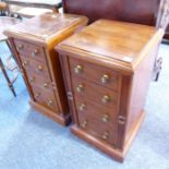 A good pair of mid-19th century opposing  mahogany chests in Wellington style; moulded tops above