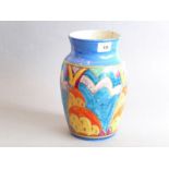 A Canford Pottery vase hand decorated with stylised shapes in the Art Deco manner, signed to