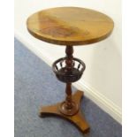 An early Victorian circular-topped rosewood occasional table, turned stem and revolving balustrade