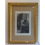 After SIR FRANK DICKSEE, Romeo and Juliet, black & white engraving, carved wooden frame, signed by