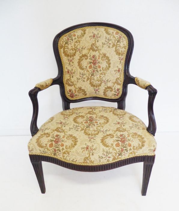 A late 18th century mahogany and upholstered open armchair in the style of John Linnell; the arms - Image 3 of 9