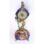 A fine Vienna enamel silver-gilt clock circa 1870;  in the manner of Hermann Boehm the finely