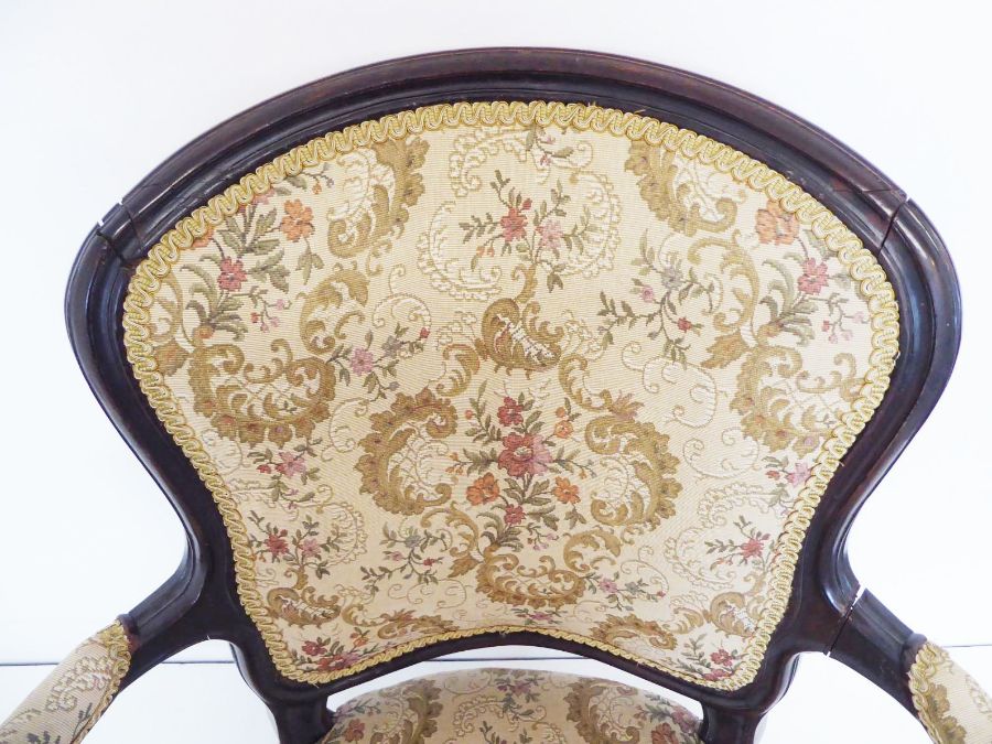 A late 18th century mahogany and upholstered open armchair in the style of John Linnell; the arms - Image 4 of 9