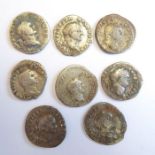 Eight Vespasian denarii from the Lincolnshire 2018 hoard. (Rome mint). (Head of Vespasian,