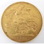 A late Victorian gold sovereign dated 1890 (used condition)