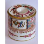 A fine early 19th century Spode inkwell of circular form; hand gilded and decorated in the