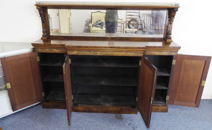 A fine early 19th century Regency period rosewood breakfront chiffonier; the three-quarter pierced - Image 9 of 13