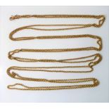 An oval trace link long chain necklace, the bolt ring clasp stamped '375' (41.9g)