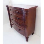 A large mid-19th century Scotch-style mahogany chest; two half-width over three full-width graduated