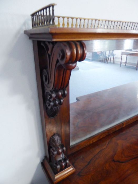 A fine early 19th century Regency period rosewood breakfront chiffonier; the three-quarter pierced - Image 8 of 13