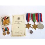 A selection of medals: the 1939-1945 and Pacific Stars and the 1939-1945 War Medal; a George VI