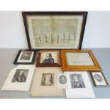 English Civil War interest: six portraits of Oliver Cromwell and two facsimile documents. A late