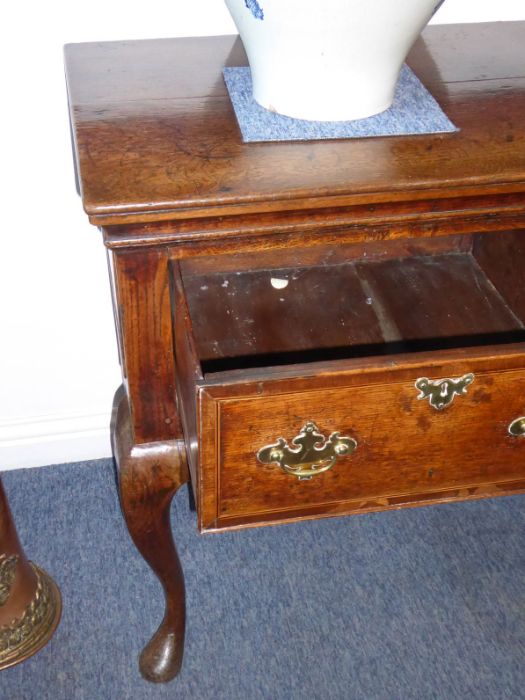 A good mid 18th century oak dresser base; the moulded top above three frieze drawers, the central - Image 3 of 8