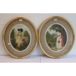 A good pair of oval gilt framed and glazed early 20th century stipple engravings 'After Moorland' by