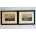 Style of CLAUDE HAYES, moorland landscape study, watercolour, also a companion, a pair (6 x 8½