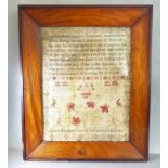 A 19th century framed sampler: Eliza Rodgers - January 28th 1840