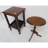 A square-topped mahogany occasional table with undertier and shaped cabriole legs (40cm) together