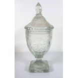 A 19th century Irish cut-glass urn and cover (27.5cm) Condition Report: There is a small area of