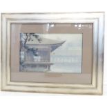 *TAMANCHI (?) (20th century Japanese School, 'A Pagoda on Stilts at Twilight', watercolour,
