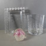 Glassware to include a crystal wine cooler (signed), a photograph frame and a Caithness