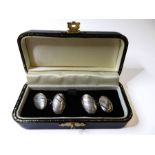 A pair of gentleman's boxed oval silver cufflinks