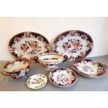19th century ceramics to include a pair of Mason's Ironstone style oval platters decorated with