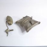 A Malaysian silver box in the form of an engraved pillow, together with a smaller white-metal