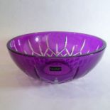 A fine flash-cut Galway lead crystal fruit bowl of amethyst colour (labelled) (25.5cm diameter)