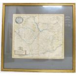 After ROBERT MORDEN - Map of Leicestershire, hand-coloured engraving (printed image 14 x 16½ is,