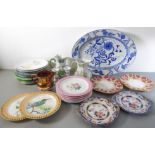 A large and interesting selection of ceramics: a 51cm 19th century blue-and-white platter