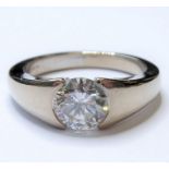 An 18-carat white gold solitaire diamond (1.04 carat) ring (size M) Condition Report: The colour and