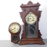 A late 19th century Ansonia Clock Company (New York, USA), stained-wood eight-day mantle clock,