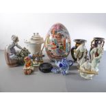 A selection of decorative and ornamental ceramics to include a large hand-decorated Chinese