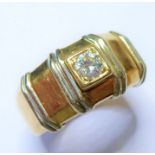 A gentleman's 14-carat gold ring set with a .33 solitaire diamond (size P/Q) (weight approx. 7.42g)