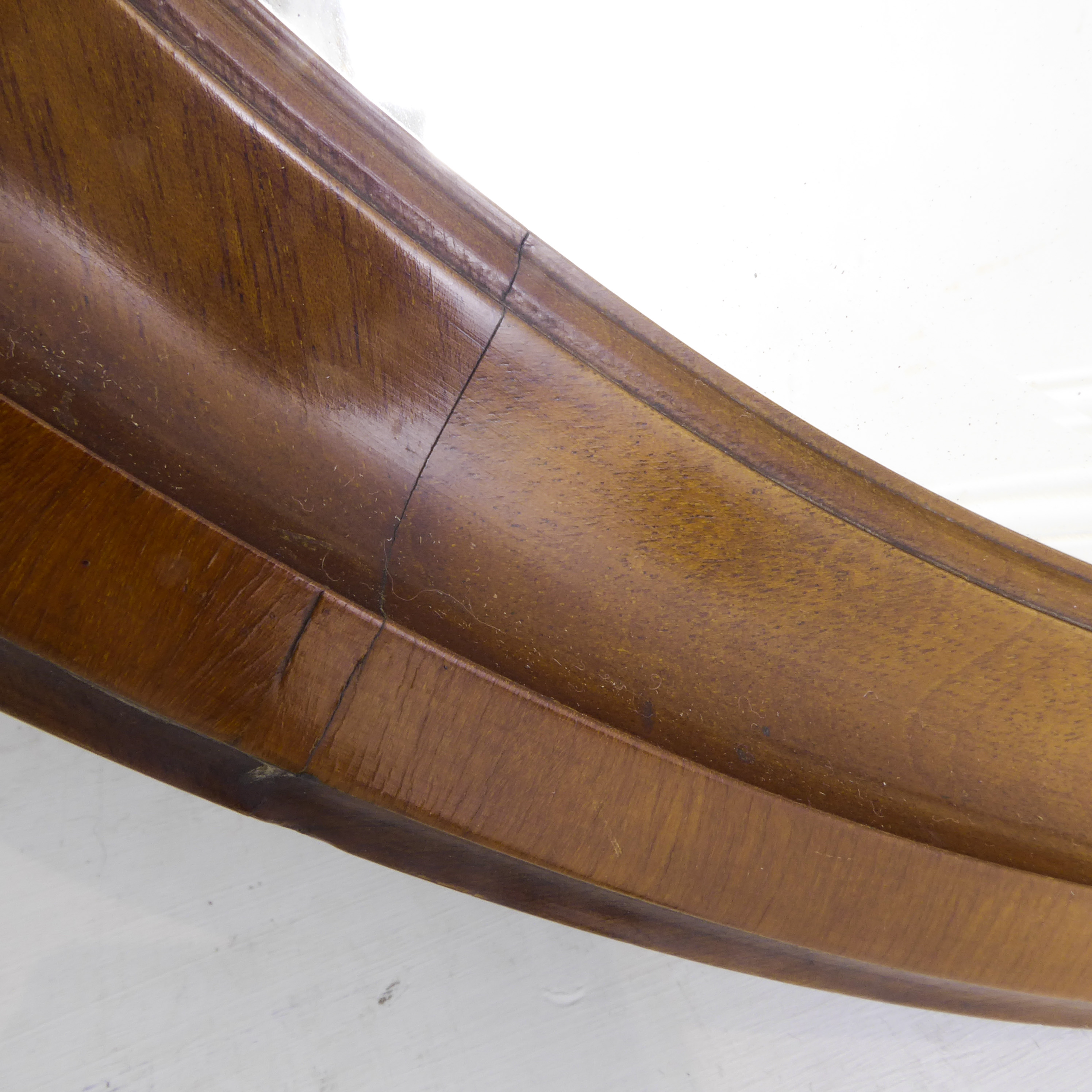 An early 20th century oval mahogany wall-hanging looking glass having bevelled plate (85.5cm x - Image 3 of 4