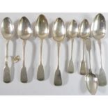 A selection of mostly 19th century tablespoons (5) and teaspoons (3) (various assay offices, year